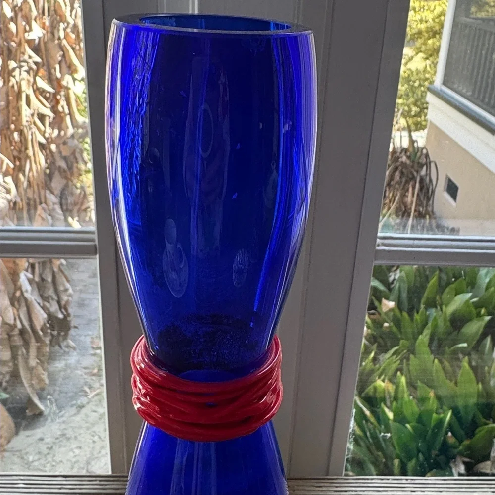 Barovier & toso colbalt  blue and red vase